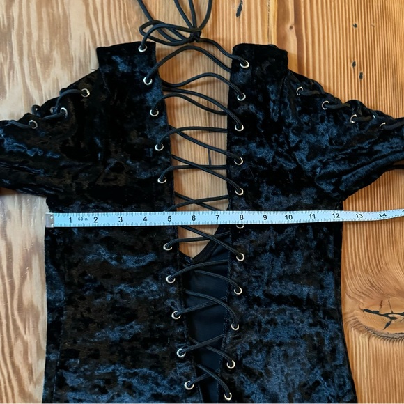 Dolls Kill Current Mood Crushed Velvet Lace Up Dress - Picture 9 of 10